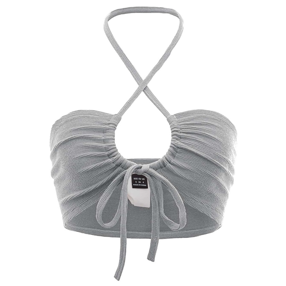 🆓 Grey Tie Crop Top
